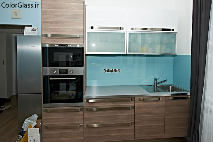 شیشه رنگی،لاکوبل،شیشه رنگی آبی پاستیلی